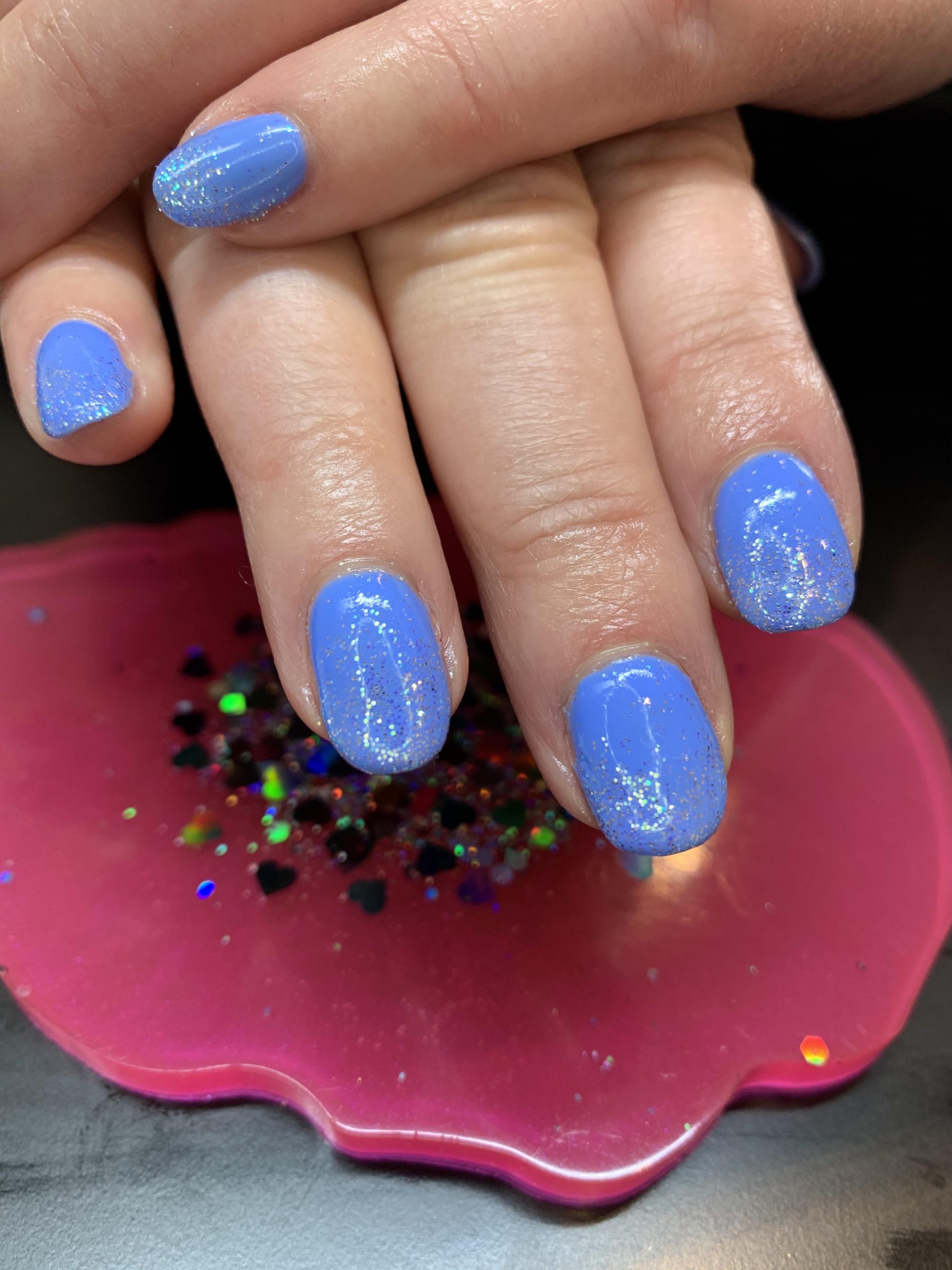 blue nails, glittery nails, CND Shellac, nail art, nail pro, nail artist, nail technician, gel nails, shellac nails, acrylic nails, ware, mobile